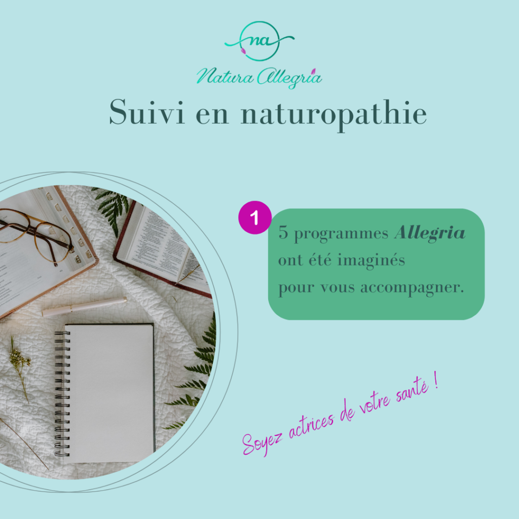 le suivi en naturopathie peut se faire sous forme de programmes à thèmes .